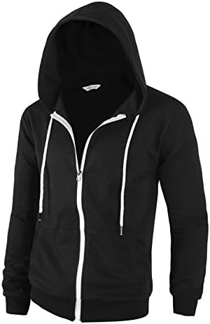 Tov Nine Mens Cotton Lightweight Slim Fit Pocket Zip-up Hoodie Jacket