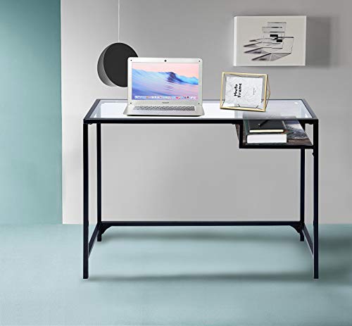 Aingoo Glass Computer Desk Study Writing Table Metal Frame For Student