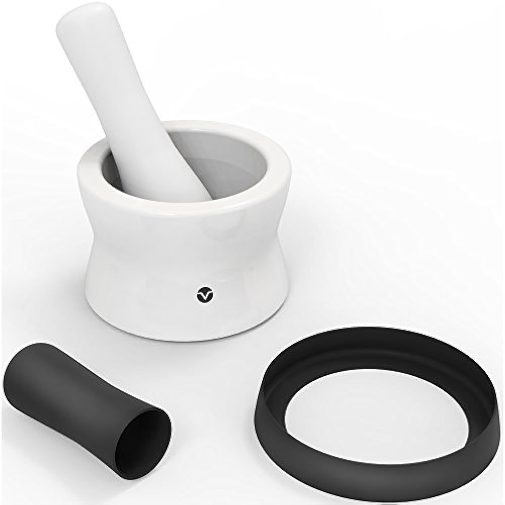 Mortar And Pestle Set Porcelain Ceramic Dishwasher Safe Herb Spice