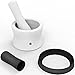 Vremi Mortar and Pestle Set - Porcelain Ceramic Dishwasher Safe Herb Spice Grinder Guacamole Salsa Maker - Apothecary Pharmacy Grade Nonporous with Silicone Base and Grip - White Black