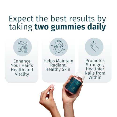 WEEM Hair Skin and Nails Gummies - Supports Healthy Hair - Vegan biotin Vitamins for Women & Men Supports Faster Hair Growth, Stronger Nails, Healthy Skin, Extra Strength (1)