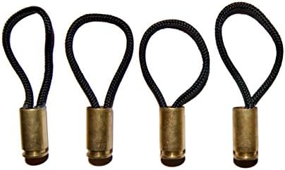 .40 Caliber Lanyard Zipper Pull (4 Pack) - Real Bullet - Once Fired - Hunter Shooter Accessory (Brass)