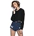 Moxeay Crop Top Hoodie for Women Long Sleeve Crop Top Sweatshirt Pullover Hooded Sweatshirt(M, Black)