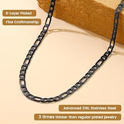 Suplight Black Figaro Chain For Men Stainless Steel