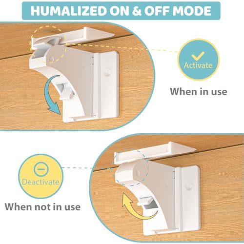 4our Kiddies 12 Pack Child Safety Magnetic Cabinet Locks with 2 Keys, No Drill Baby Proofing Drawer Locks for Baby Safety, Invisible Adhesive Magnetic Cupboard Locks for Kitchen Cabinet and Drawers