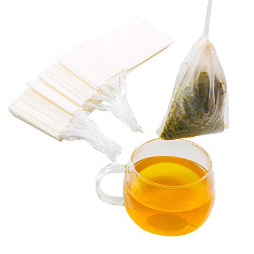 Tinkee Tea Filter bags, safe and natural material, disposable tea infuser, empty tea bag with drawstring for loose leaf…