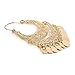 RIAH FASHION Bohemian Chandelier Coin Dangle Earrings - Gypsy Lightweight Filigree Disc Charm Tassel Ethnic Hoops (Curved - Gold)