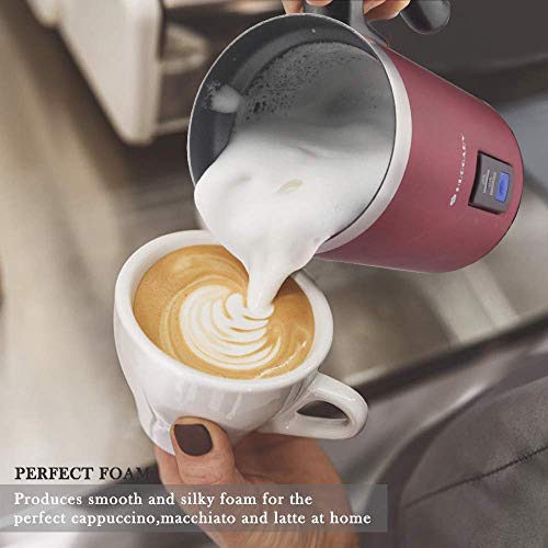 Huogary Milk Frother, Electric Milk Steamer for Hot and Cold Milk,Stainless Steel Milk Warmer,Silent Operation and Non-Stick Interior