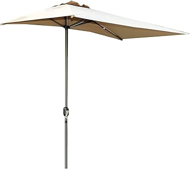 wangpu Gartenschirm, halber rechteckiger Terrassenschirm, gegen