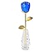 24k Gold Rose Display Stand for Artificial Flower - Transparent Base, Shelf Support for Room Decoration