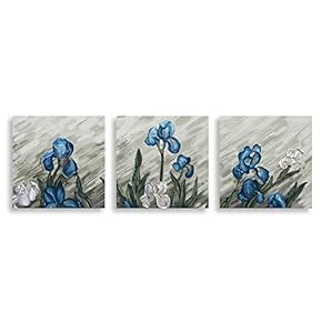 Canvas Wall Art Abstract Transparent Flowers Painting Artwork for Home Prints Framed - 12"x12"x3 Panels