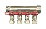 2 - Loop/Port Ball Valve Brass Manifold for 1/2