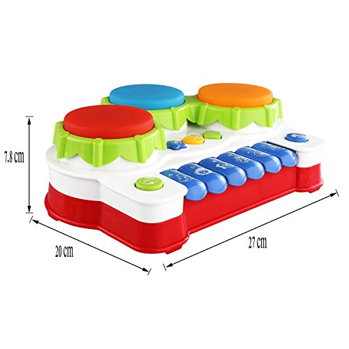 Baby Drums Piano Music Toys Keyboard Toddler Musical Instrument, Enhance Your Child's Hearing and Creativity, Best Birthday Festival Gift - with Mini Xylophone and Flashing Lights