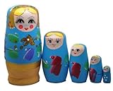 Blue Set of 5 Cutie Nesting Dolls Matryoshka Madness Russian Doll