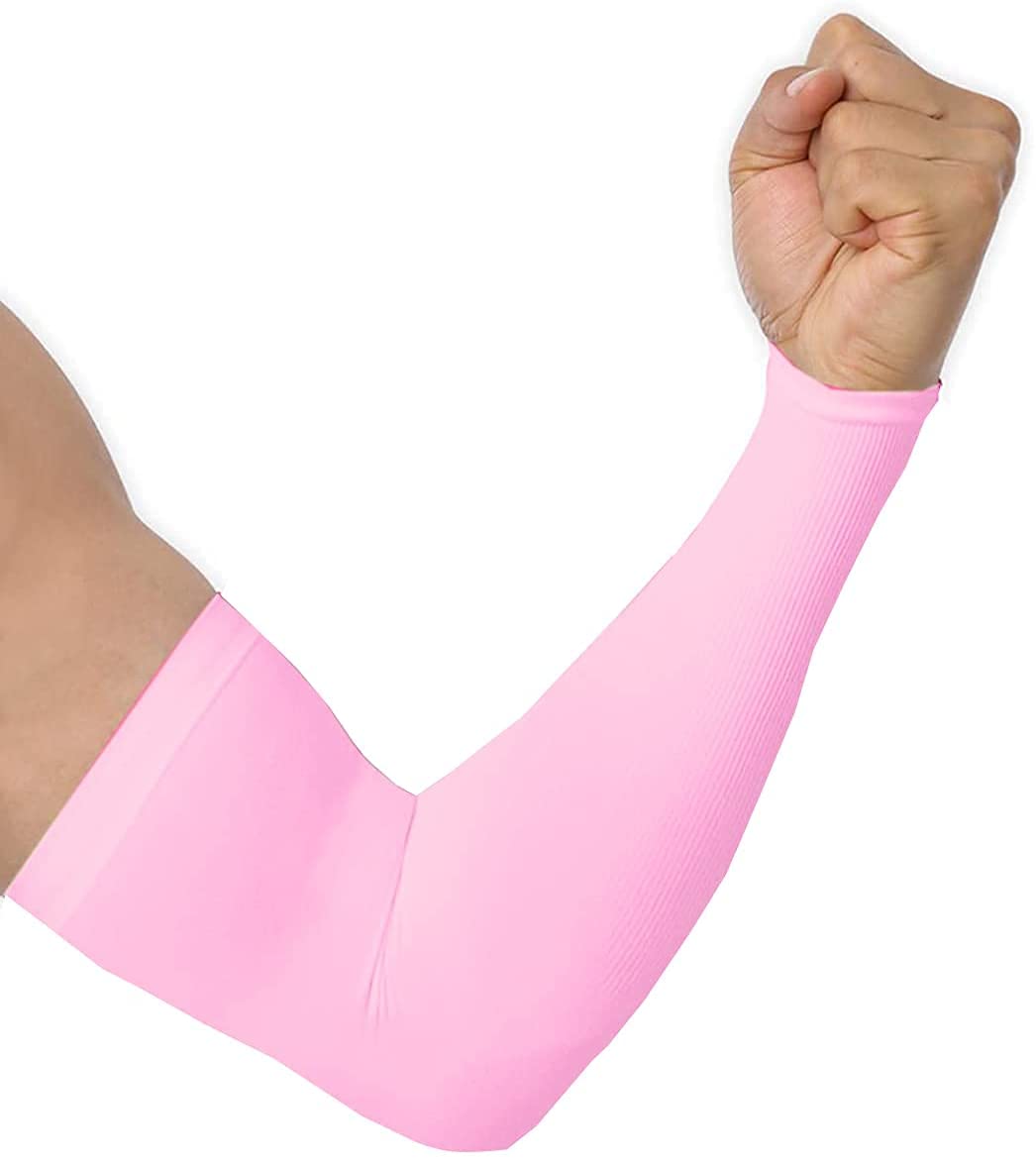 Ruiuzioong Cooling Arm Sleeves UV Protection Arm Sleeves Cooling Repellent Arm Cover Sun-Protection for Cycling, Driving, Outdoor Sports, Golf, Basketball Sleeves for Men Women (Pink)