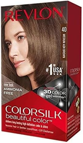 Revlon Colorsilk 40 Medium Ash Brown Permanent Hair Dye Ammonia-Free Keratin