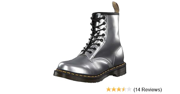 dr martens 1460 silver chrome flat ankle boots