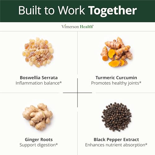Boswellia Serrata Turmeric Curcumin Supplement: Organic Tumeric, Boswellia Extract, Ginger & BioPerine for Max Absorption – Inflammation & Joint Supplements for Men & Women – Non-GMO – 60 Capsules