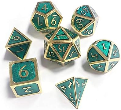 longrep 7 Pieces Set Table Games Dice Multiple Sides Dice Innovative RPG Dice Metal Dice set for Game Dungeons and Dragons RPG Math Teaching