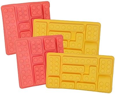 Building Bricks Silicone Jello, Gummy Candy, Cake Baking Mold &amp; Ice Cube Tray For Lego Lovers (2 Sets)