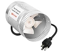 iPower 4 Inch 100 CFM Booster Fan Inline Duct Vent Blower for HVAC Exhaust and Intake 5.5' Grounded Power Cord