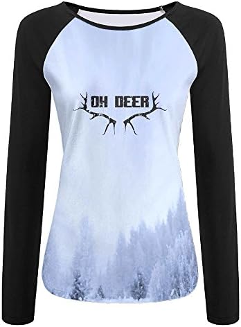 Oh Deer Women's Fashion Long Sleeve Ladies Raglan T Shirt