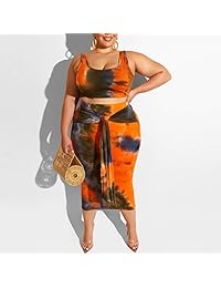 sin mangas Tie Dye Print Tank Crop Top Bodycon faldas