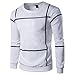 HOT ! Ninasill Mens Autumn And Winter Fashion Striped Long Sleeve Men Pullover Coat O Neck Sweater Outwear (L, White)