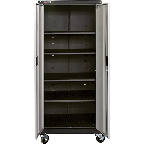 Homak 2 Door Tall Mobile Cabinet with 4 Shelves, Steel, GS00765021