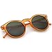 Retro Horn Rimmed Keyhole Nose Bridge P3 Round Sunglasses 49mm (Matte Orange/Green)