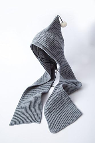 Elf Knit Hooded Scarf Headscarf Wraps Neck Warmer BU (kids) (Gray)