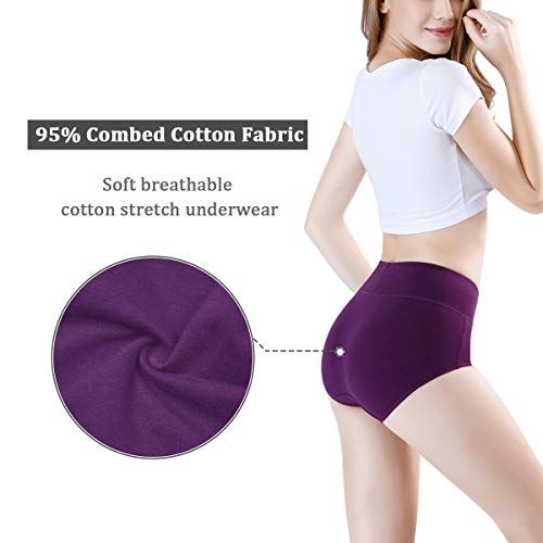 wirarpa Womens High Waisted Cotton Underwear Soft Full Brief Panties
