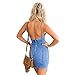 Flymall Women Blue Jean Legging Strapless Mini Dress (M)