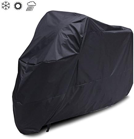 AOKKIZY Motorcycle Cover, Waterproof Dustproof UV Protective Dust Storage Durable Cover for Motorcycle Sport Bikes -for All Seasons +Lock&amp;Carry Bag, Black-XXL