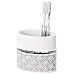 Creative Scents Mirror Damask Toothbrush Holder for Bathroom - Gray & White Toothbrush and Toothpaste Holder - Decorative Toothbrush Cup for Bathroom Holds Multiple Standard Or Electric Toothbrushes