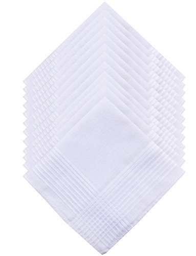 COCOUSM Mens Claasic New White 100% Cotton Handkerchiefs Hanky