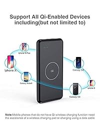 Cargador portátil inalámbrico, 10000 mAh, batería de carga rápida, cargador de batería QI, batería externa, para iPhone 8 8 Plus, Samaung S7 S8 S9, Note 7 8, iPhone X
