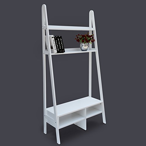 Leaning Ladder Bookcase / Entertainment Center TV Stand White Buy Online in UAE