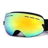 Hicool Kids Ski Snow Skate Snowboard Snowmobile Goggle with Mirrored Lens - Anti-Fog UV Protection Detachable Wide Spherical Goggle Lens