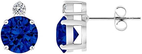 FAVAVA Rhodium Plated Sapphire Color Stud Earrings Made With Genuine Swarovski Elements Crystals