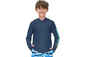 BesserBay Boys Sun Protection Hooded Long Sleeve Thumb Holes Rashguard Shirt 1-14 Years