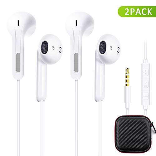 PansyDirect Earphones/Headphones/Earbuds, 2Pack in-Ear Wired Noise Cancelling Headset with Microphone and Remote Control Earbuds Compatible for Phone 6s Plus 5 Pad Pod 7 All 3.5mm Earbuds Devices