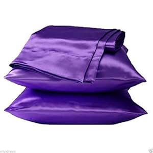 Amazon.com: 2 Pieces of 350TC Solid Purple Soft Silky ...