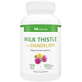 ML Naturals Milk Thistle with Dandelion 120 Capsules, Liver Detox & Cleanse Support, 2,500mg Milk Thistle + 1,000mg Dandelion Root, Third-Party Lab Tested