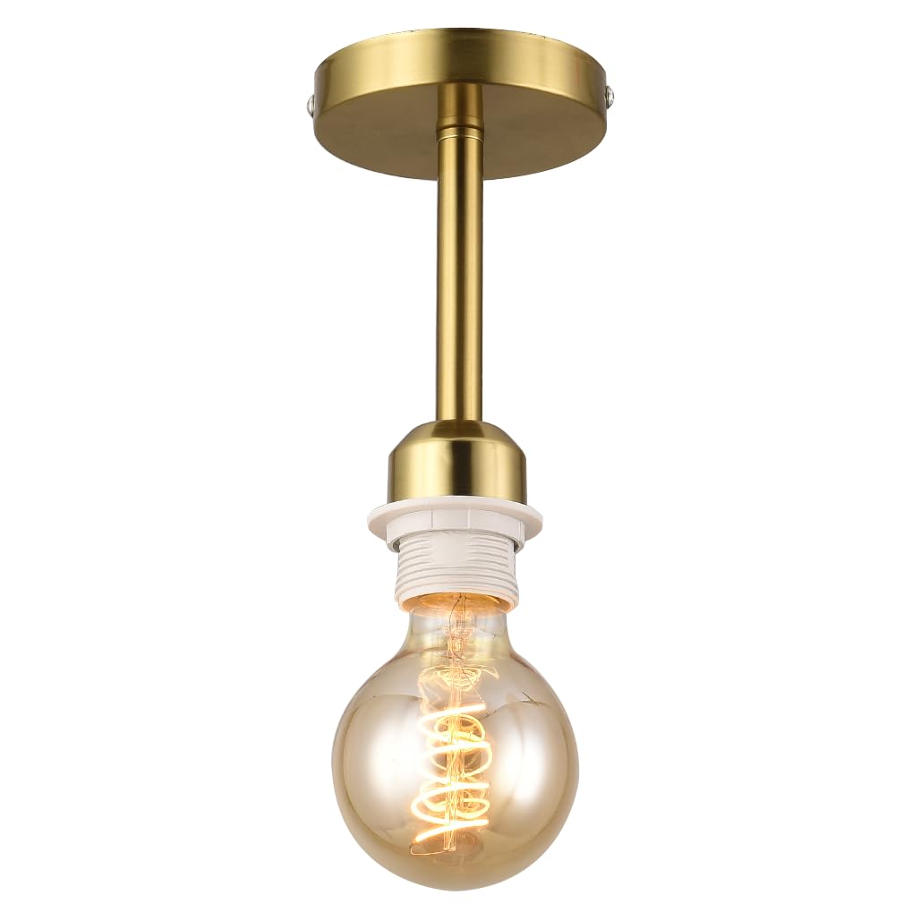 Gokoly Polished Brass Ceiling Light Fitting, Modern Vintage Pendant Light Fitting with E27 Screw Bulb Holder Suitable for Lamp Shades