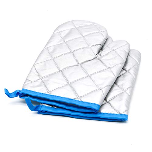 HUELE 1 Pair Silver Garment Steamer Ironing Gloves Mitt Anti Steam Gloves Long Lasting Waterproof Heat Resistant Protective Ironing Glove for Garment Steamer Clothes Steamer - Thumbnail 2