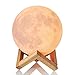 3D Moon Lamp Night Light 5.98” with Stand | Tap Sensor with 3 Color Lunar RGB Lighting Modes | Bedside Night, Rechargeable Globe 3D USB Lamp ● Cool Gift Idea ● with Hanging Strings for Ceiling