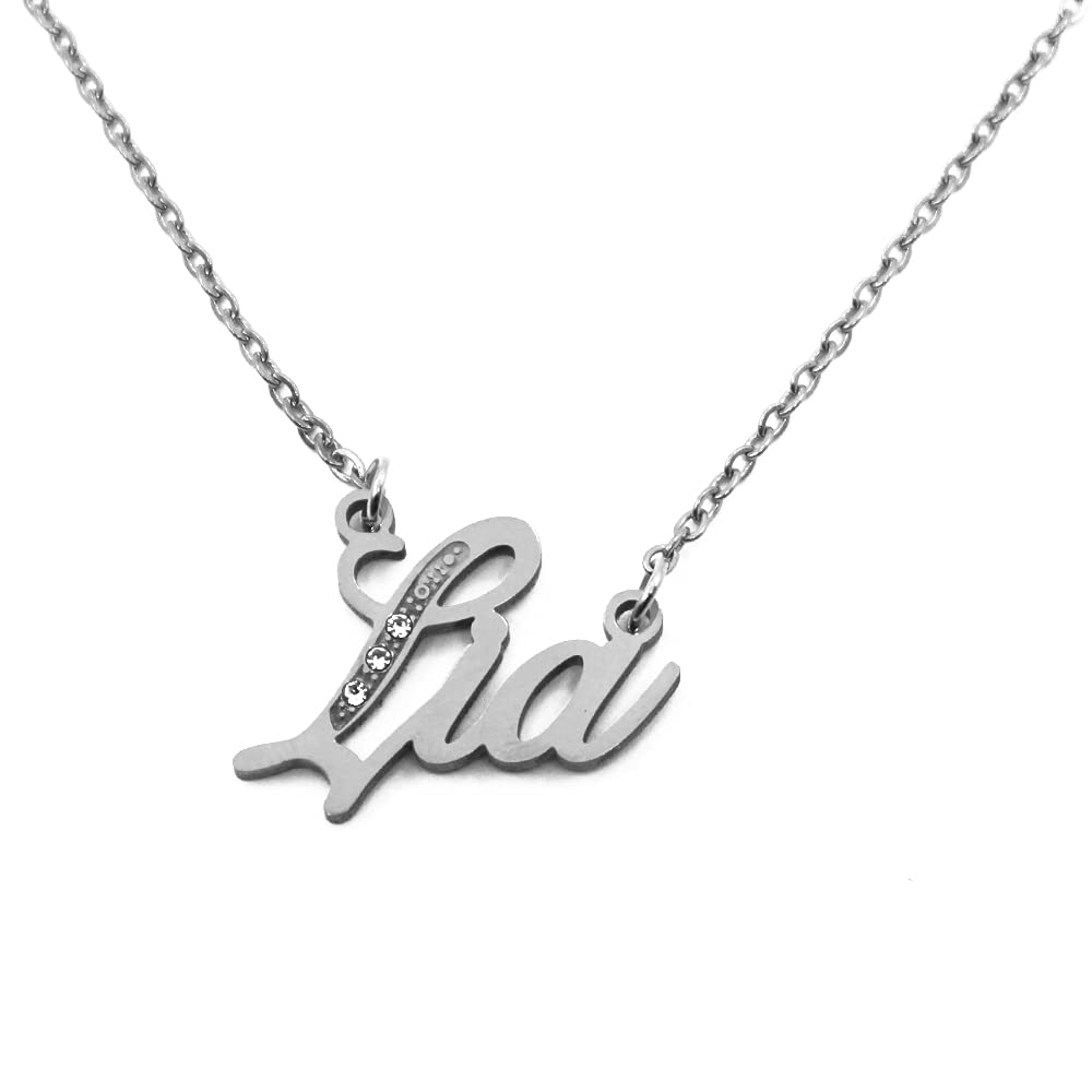 Kigu Name Necklace Lia - Silver Tone - Custom Name Necklace - Personalised Jewellery for Ladies- Customised Jewellery for Girls- Custom Pendant Lia