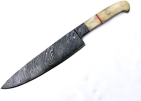 Custom Handmade Kitchen Chef Knife Damascus Steel bolster With Camel Bone 13"