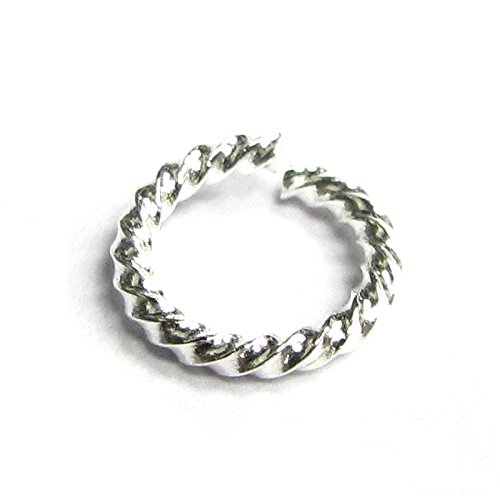 10 pcs 925 Sterling Silver 8mm Round Twisted Open Jump Rings 17 GA Gauge/1.2mm Wire